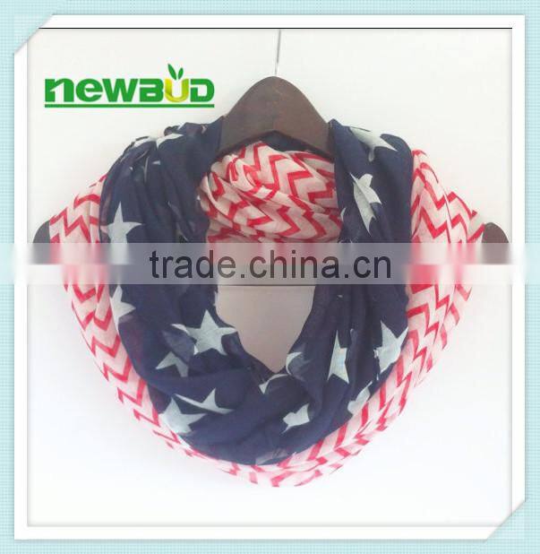 Polyester American Flag Zig Zag Chevron Infinity Scarves Keeping Warn