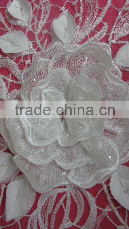 3d flower lace embroidered fabric