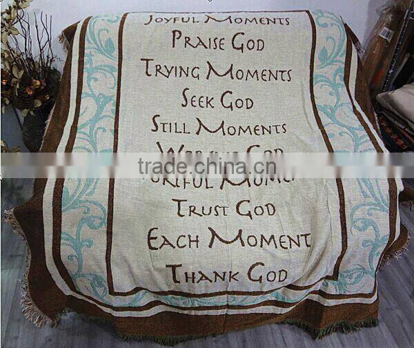 throw blanket 50*60inch customized pattern tapestry polyester cotton woven for sofa
