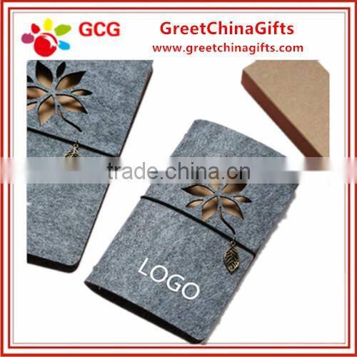 Custom logo school notebook with felt cover