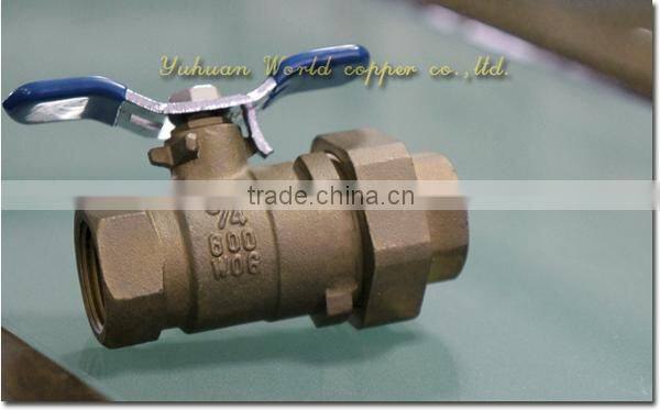 WD-1105 Bronze Ball Valve Single Union Ends With Drain
