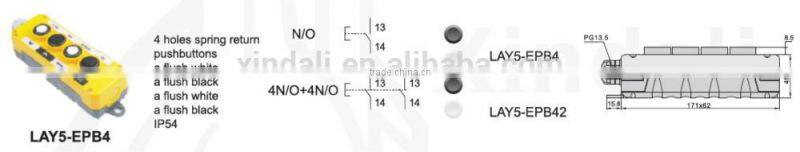 high quality 4 holes waterproof push button control box switch for crane/hoist XAL10-EPB4
