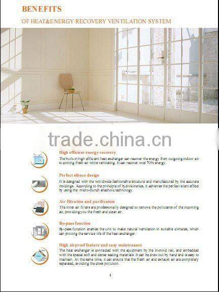 bypass function 115~2000 m3/h heat recovery ventilator