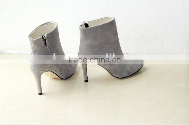 S902 Italian style real suede upper size range 35-42 elegant design zipper up women ankle boots with pointy toe shape