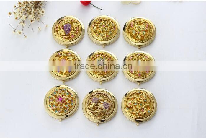 Luxury Round Logo Round Logo Personalized Pocket Metal Mirror