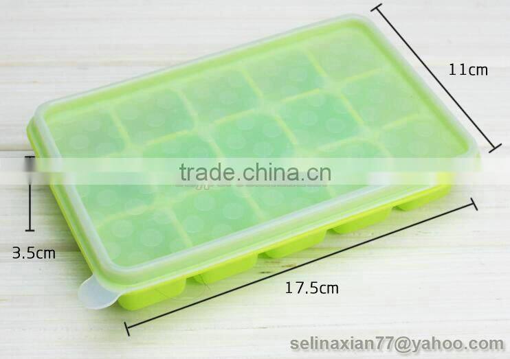 15 Cavity Square Silicone Baby Food Freezer Storage Container Multi-Portions