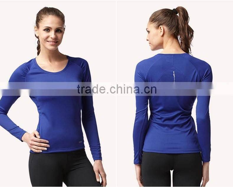 wholesale women function fabric long sleeve running shirts/quick dry running wear