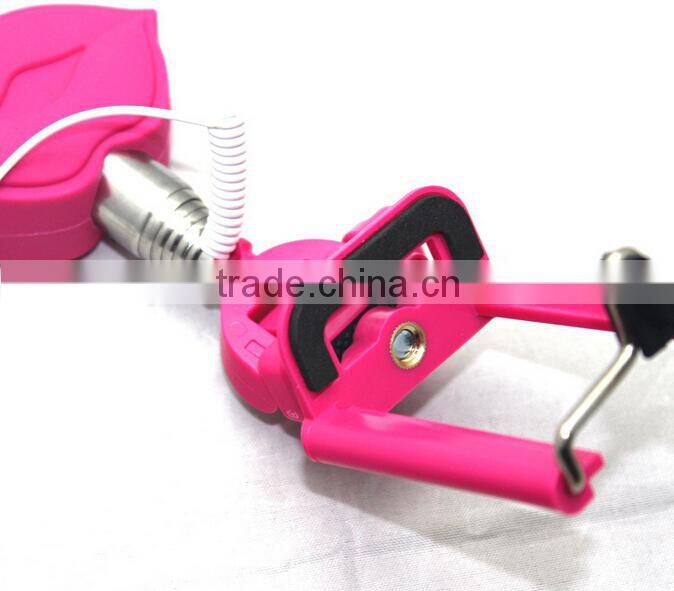 New Arrical Flexible Extendable Selfie Stick Kiss Style Monopod With Cable No Need Bluetooth