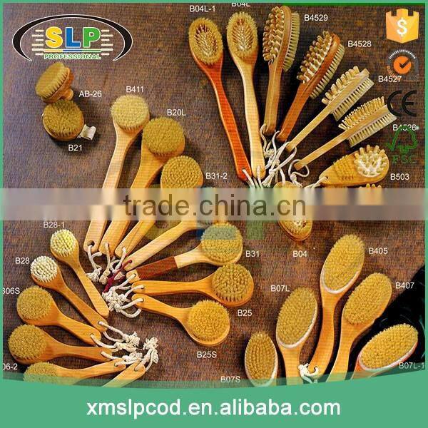 Personal wooden massage bath body bristle brush