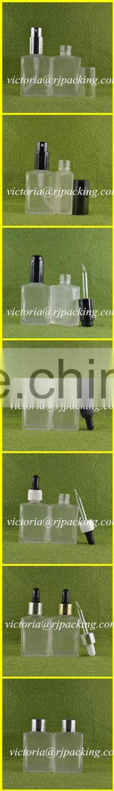 glass bottle factory special image 30ml clear frosted square glass bottle