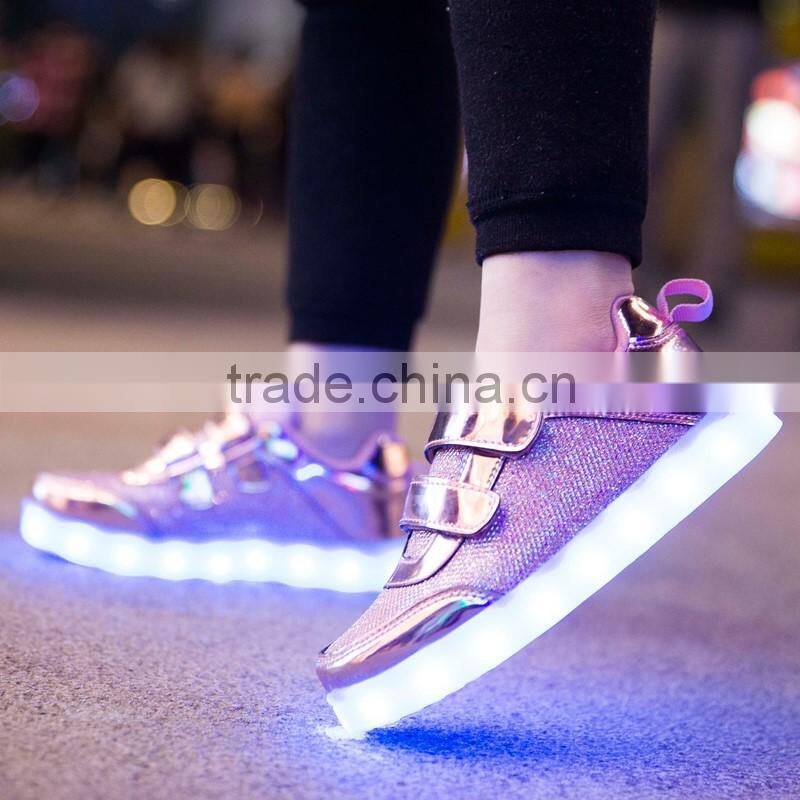 Hot selling led light kids sneaker shoes with USB charge breathable kids casual shoes