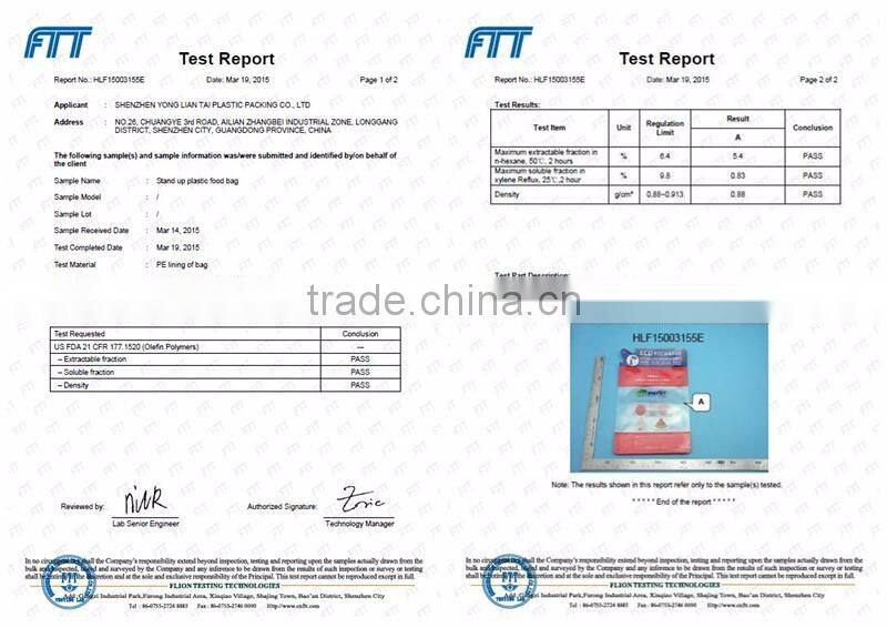 2016 high quality futuramic stand up zipper bag