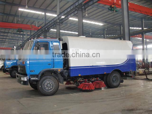 New arrival yellow color customized top sell dongfeng153 6cbm 6m3 garbage box street sweeper truck