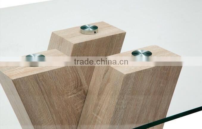DT-2010 Modern Glass Top Dining Table with veneer base