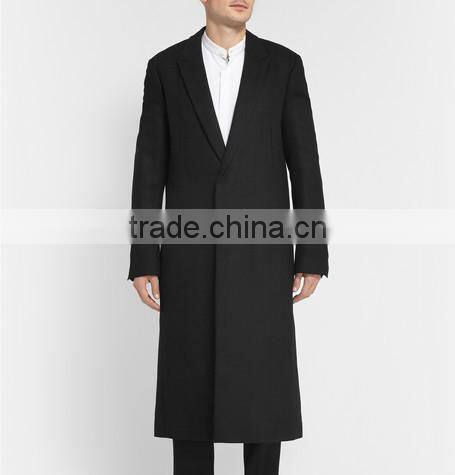 2014 new style black casmere latest design long coat for men
