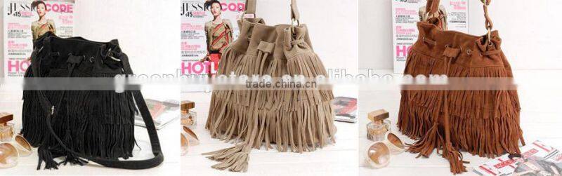 2015 Hot sale Women Tassel Bag Faux Suede Shoulder Bag Women Messenger Bag Wholesale