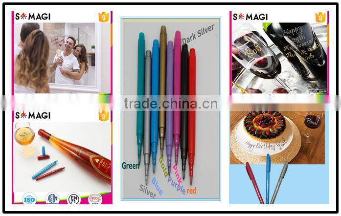 Non-toxic Multi-use Ideal Food Grade Ink Erasable Wine Glass Pens 8pack For Dishwasher Safe Erasable Wedding Wine Charms