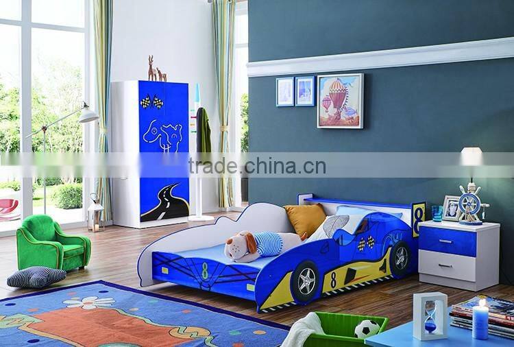 unique style wooden bedroom furniture sets with kids race car bed design