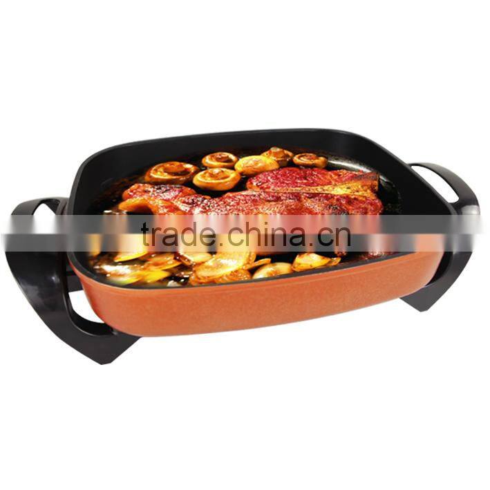Non-stick aluminium ceremic square electric skillet