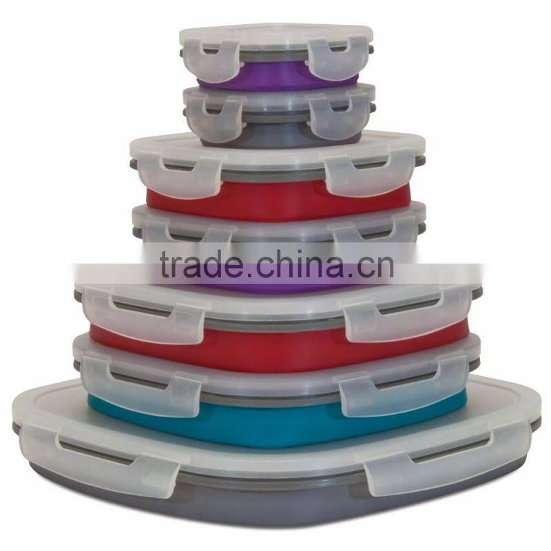 Square Shaped Silicone Lunch Box Food Container With Lid