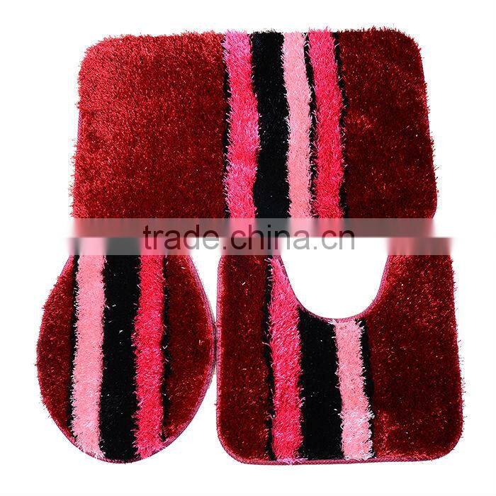 100%Polyester Shaggy 3PCS Bath Mats Set With Modern Design