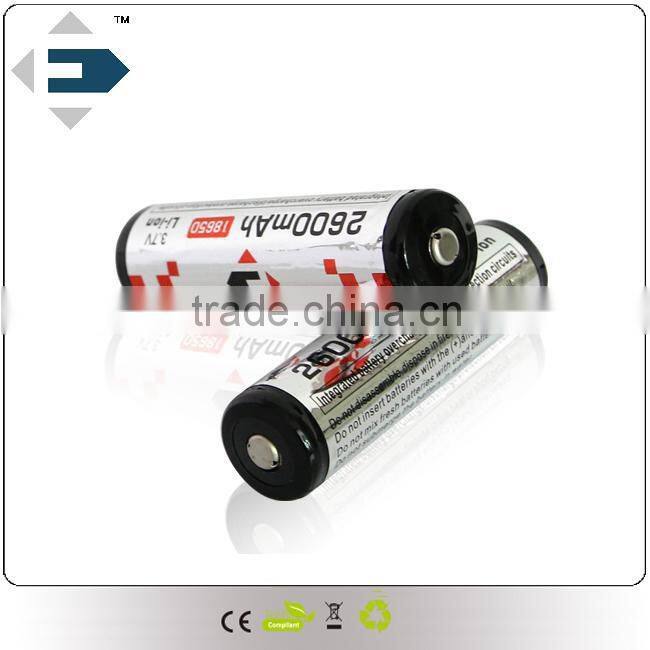 Newest design EFAN 18650 2600MAH with PCB rechargeable li-ion battery
