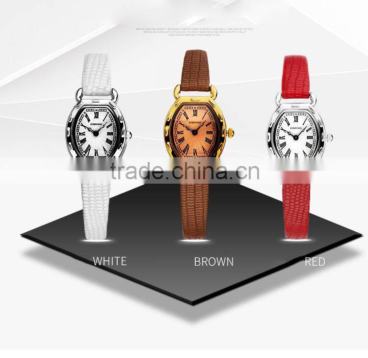 2016 Top Grade White Tonneau Fashion Diamante Lady's Quartz Wrist Watch