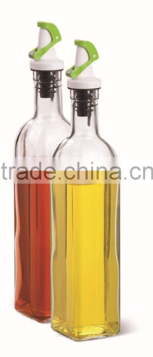 SINOGLASS trade assurance automatic open glass Oil and Vinegar dispenser Set vinegar bottle