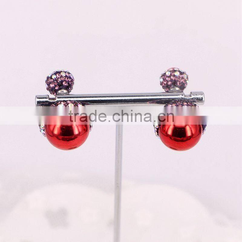 Charm Resin Druzy Stud Earrings, Crystal Rhinestone Paved Ball shape Gem Earrings
