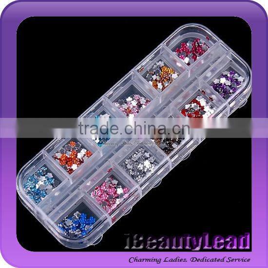 popular Nail art decoration flower shape designs with 12 different colors