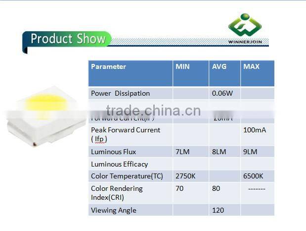 High brightness 6-9LM white 3528 SMD LED