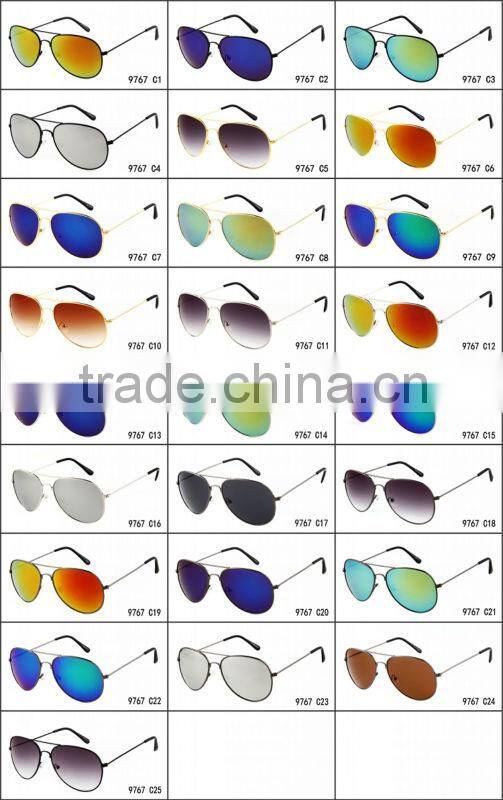 Stocked Colorful Mirrored Small MOQ Laser Logo Pilot Sample for free Fashion Custom logo Sunglasses Mens