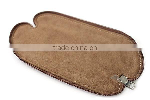 Portable leather pen holder zipper pencil cases for students