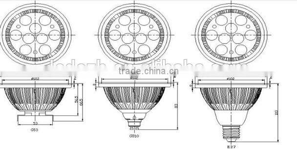 High quality SMD 2835 g53 lamp dimmable ar111 led