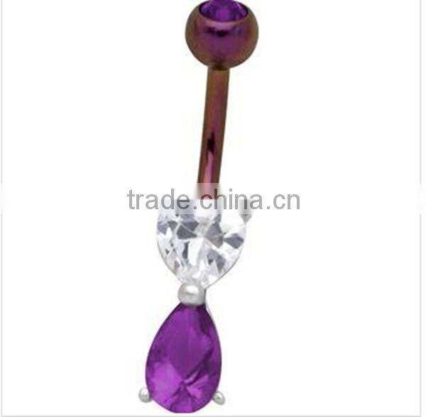 Titanium heart CZ navel belly ring body piercing jewelry belly button piercing
