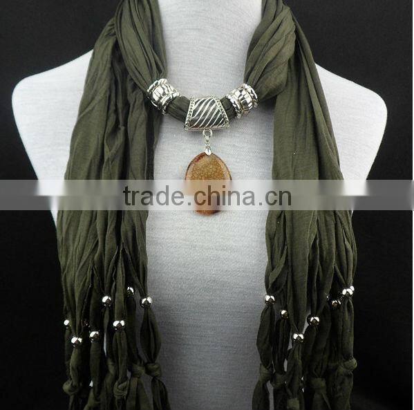 Wholesale Fashion Women Bohemian Drop Pendant Necklace Scarf Stole Neck Shawl Wrap Jewelry Gift