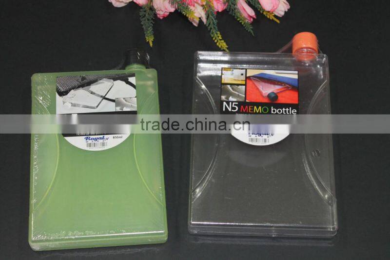 A5 850ml flat transparent memo plastic water bottle, N5 1000ml flat transparent memo water bottle