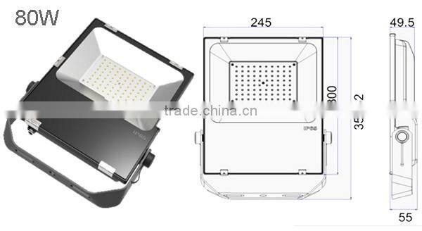 IP65 Die Casting Aluminum 80w Thin LED Flood Light Housing