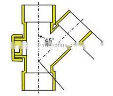Industrial UPVC 45 Y Tees with i.o. JIS K6739 / JIS K6741