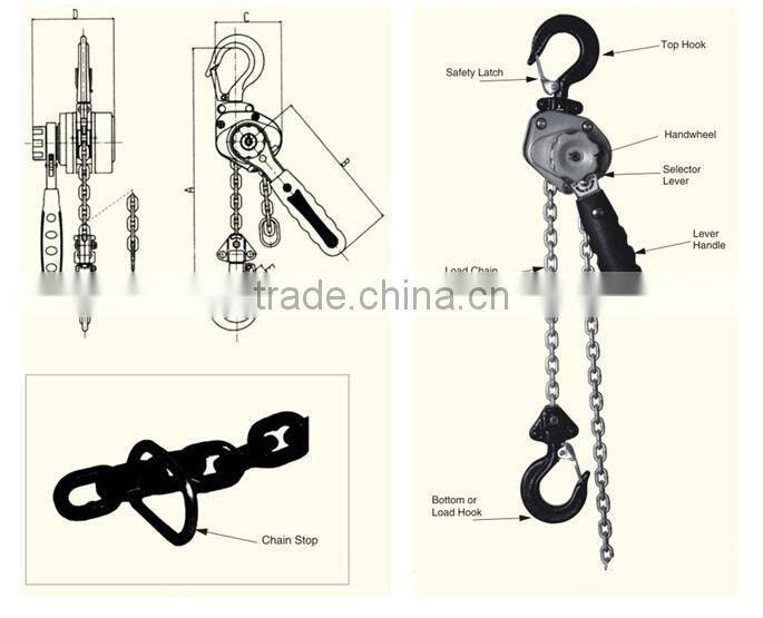 aluminium mini lever chain block with safety latch