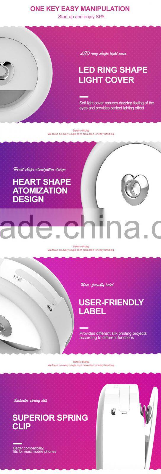 Selife Ring Light Moisturizer 32 LED Beauty Sefie Flash Light Warm Cold Soft Light Humidifier Rechargeable for Skin Humidifier