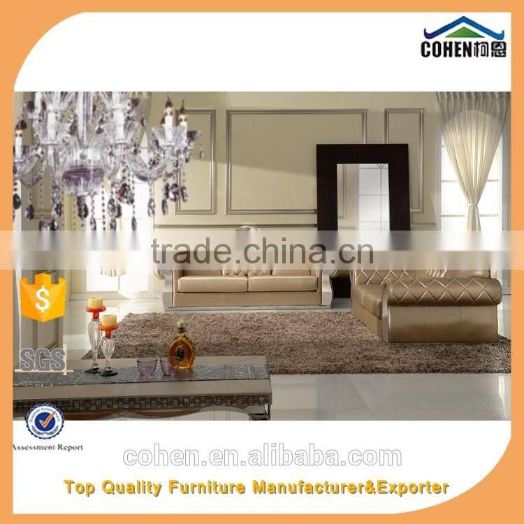 Royal genuine leather sofa stainless steel base top grain leather sofa SF017