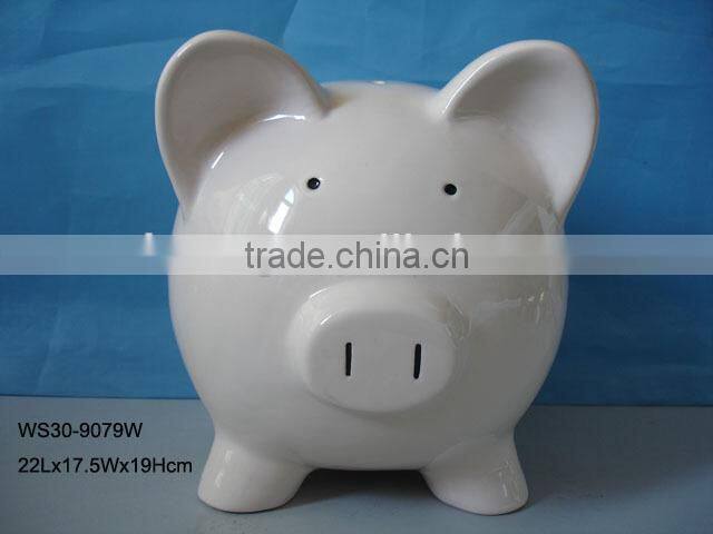 Hot sales cheap ceramic pink piggy bank for promotional gifts