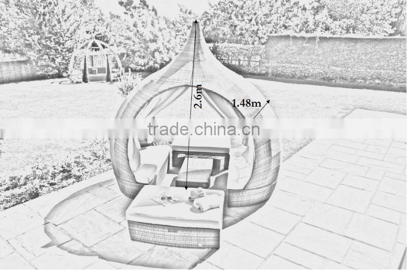 2016 new peach shape rattan/wicker daybed WYHS-D056, wicker furniture/Garden patio furniture/outdoor furniture.