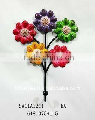 new design iron flower wall hook for home decoration