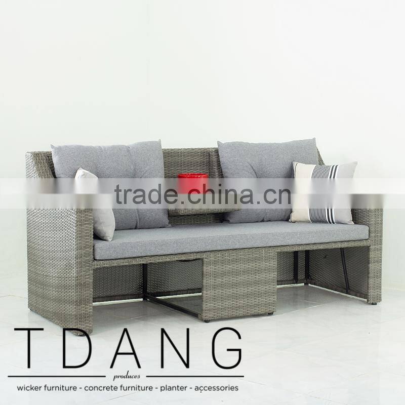 Madison Outdoor Wicker Loveseat with Ottoman