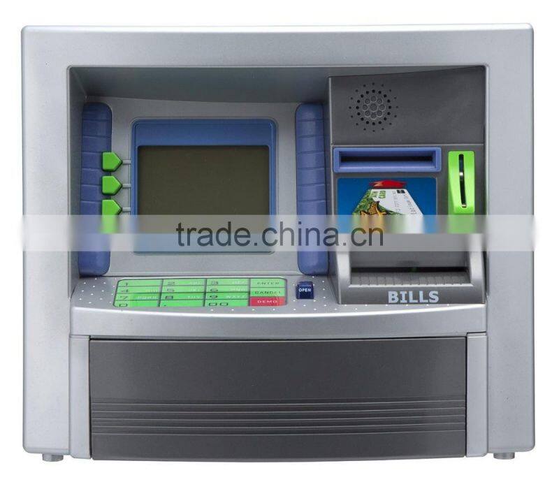 2015 dongguan ICTI manufacturer saving box atm bank toy for kids birthday gift for importers of toy
