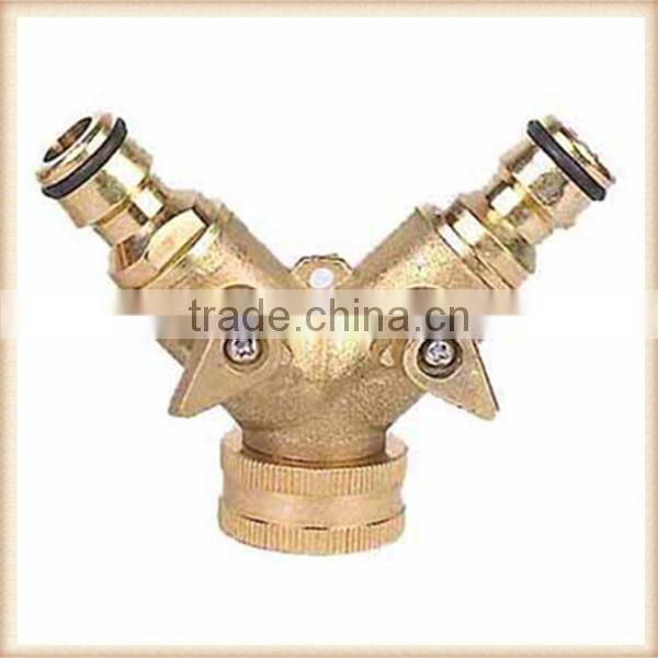 3 way brass hose connector with valve