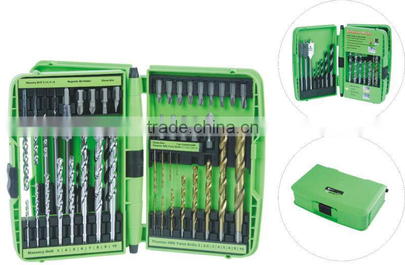 51pcs combination drill bit and bit set in plastic case