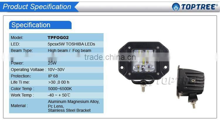 25w TOSHIBA LED Fog Lamp Driving Light Square 5leds working lamp